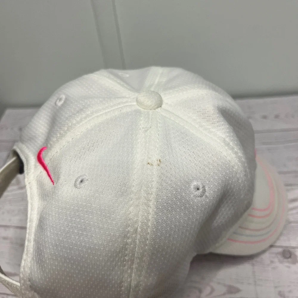 Nike Kids Dri-FIT White Baseball Hat Multi-Color Swoosh Adjustable Cap 2922-001